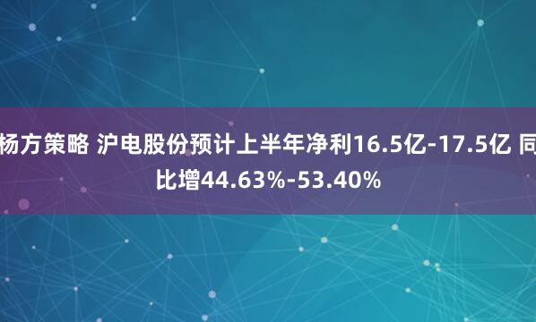 杨方策略 沪电股份预计上半年净利16.5亿-17.5亿 同比增44.63%-53.40%